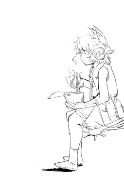 Manga of the Crown Prince Eating Cup Noodles