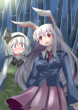 Youmu & Reisen comic (hammer (sunset beach))